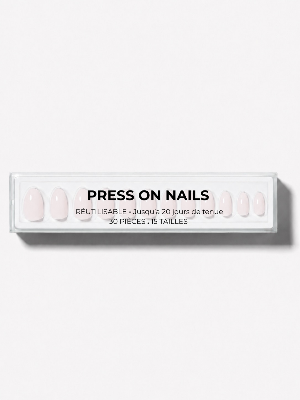 PRESS ON NAILS RÉUTILISABLE ALMOND MILKY PINK