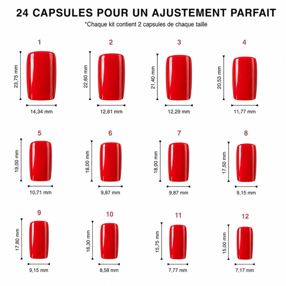 PRESS-ON NAILS ROUGE CARRÉ