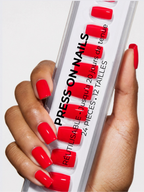 PRESS-ON NAILS RÉUTILISABLE  ROUGE CARRÉ