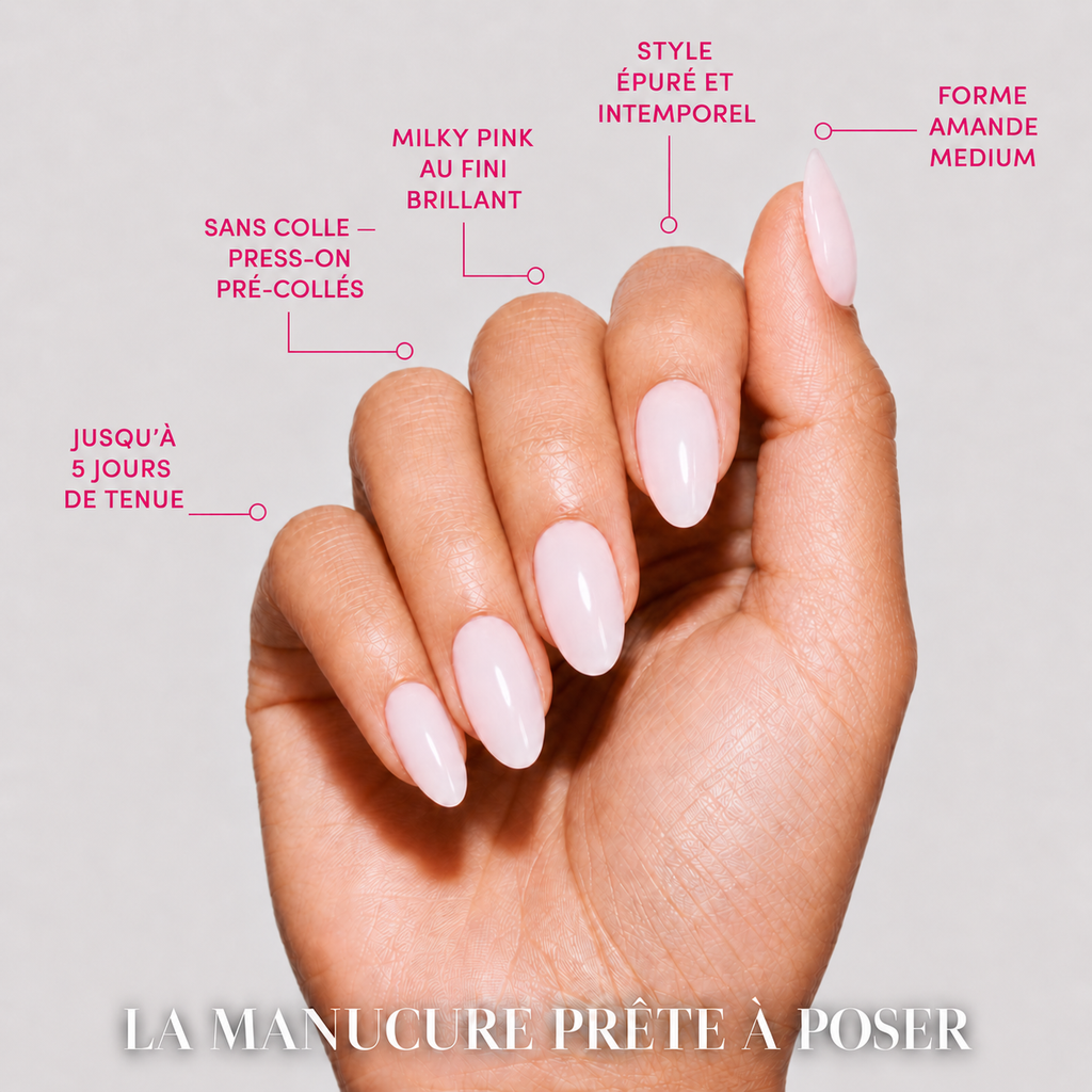 PRESS ON NAILS ALMOND MILKY PINK