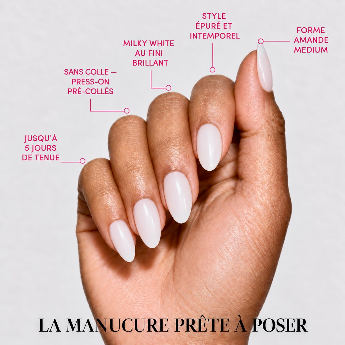 PRESS NAILS ALMOND MILKY WHITE